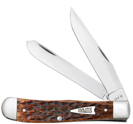 Case Knife Peach Seed Jig Brown Bone Trapper